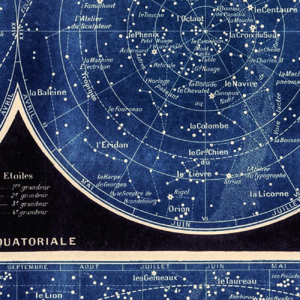 carte du ciel vintage espace