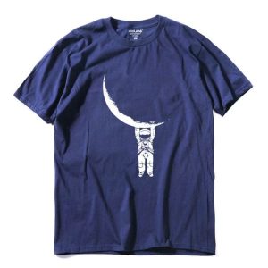t shirt astronaute suspendu bleu