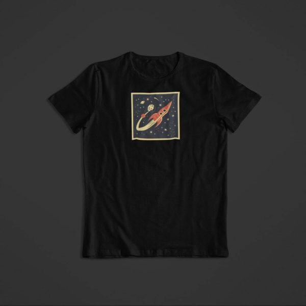 T Shirt Fusée Retro noir