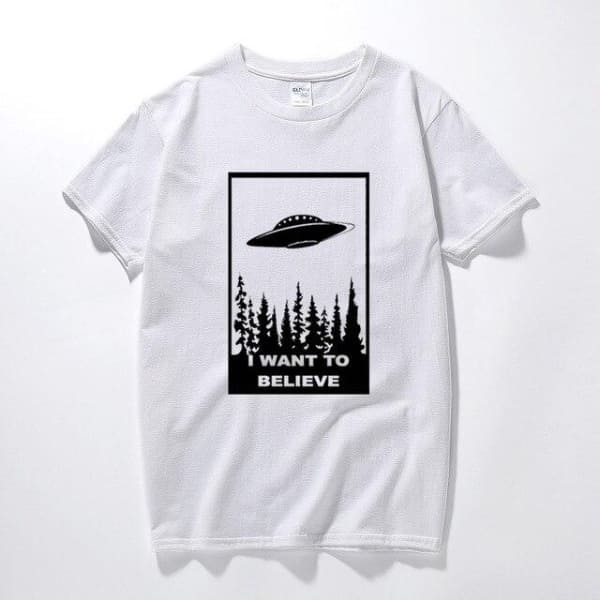 t shirt i want to believe blanc